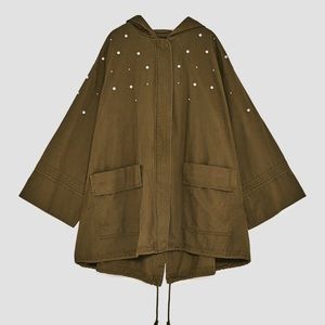 Oversized Parka with faux pearls